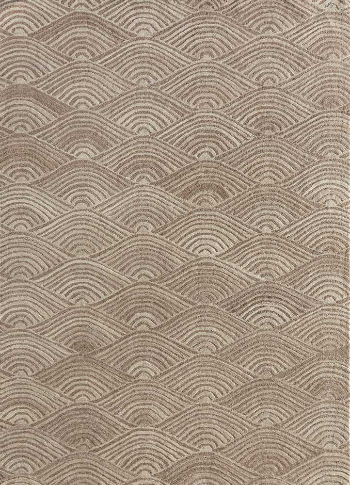 pathways beige and brown wool Hand Tufted Rug - HeadShot