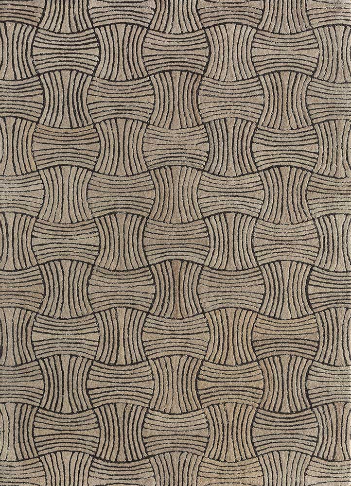 pathways beige and brown wool Hand Tufted Rug - HeadShot