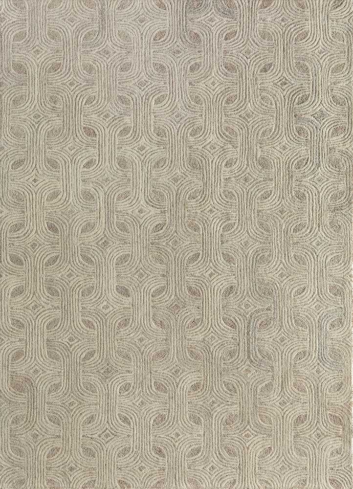 pathways beige and brown wool Hand Tufted Rug - HeadShot