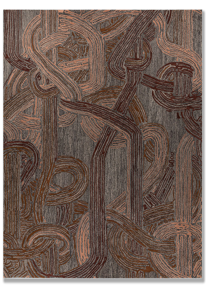 pathways beige and brown wool Hand Tufted Rug - HeadShot