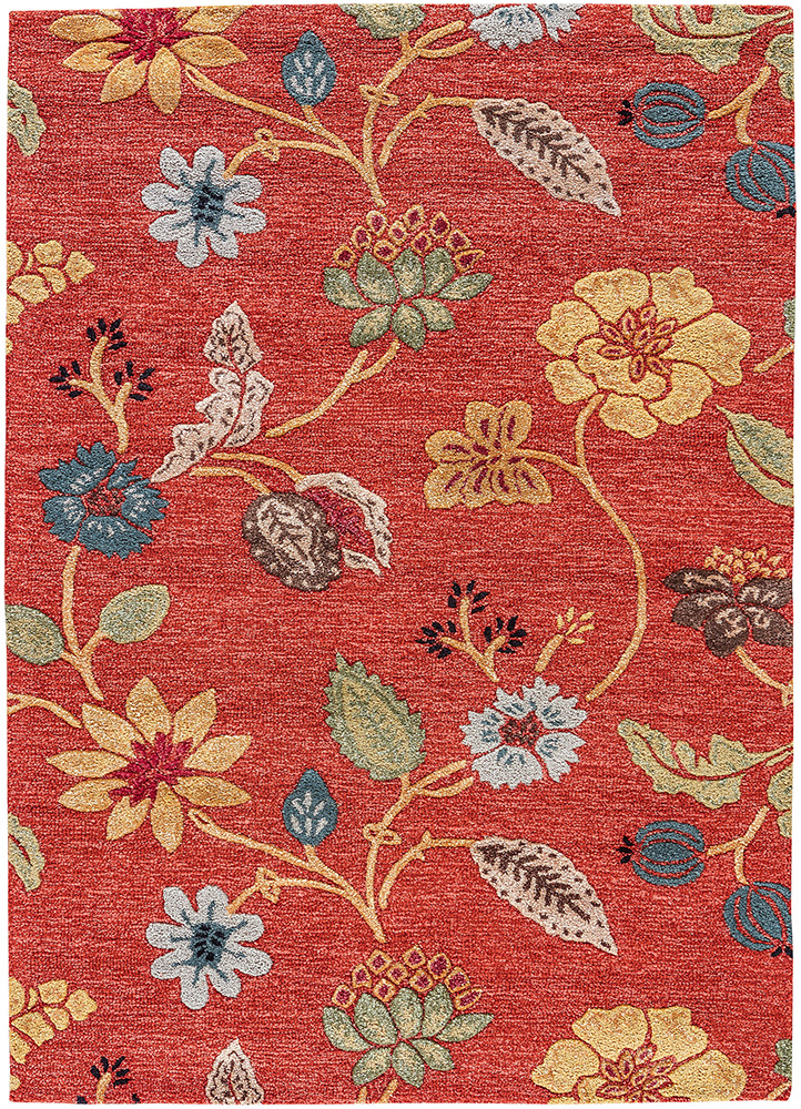  red and orange wool and viscose Hand Tufted Rug