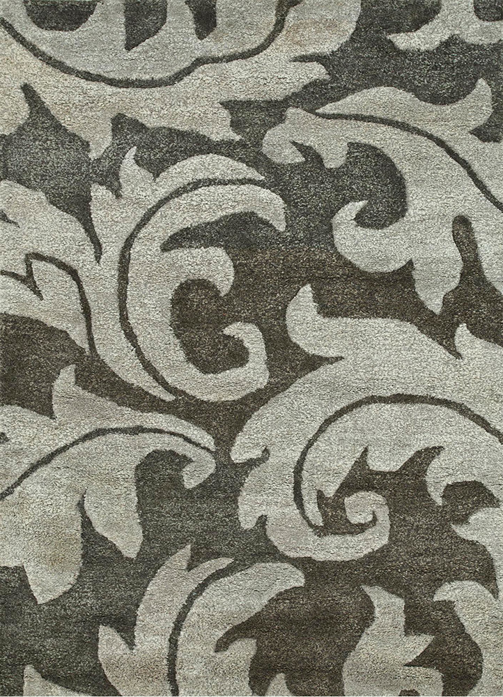 hacienda grey and black wool and viscose Hand Tufted Rug - HeadShot hacienda grey and black wool and viscose Hand Tufted Rug - HeadShot