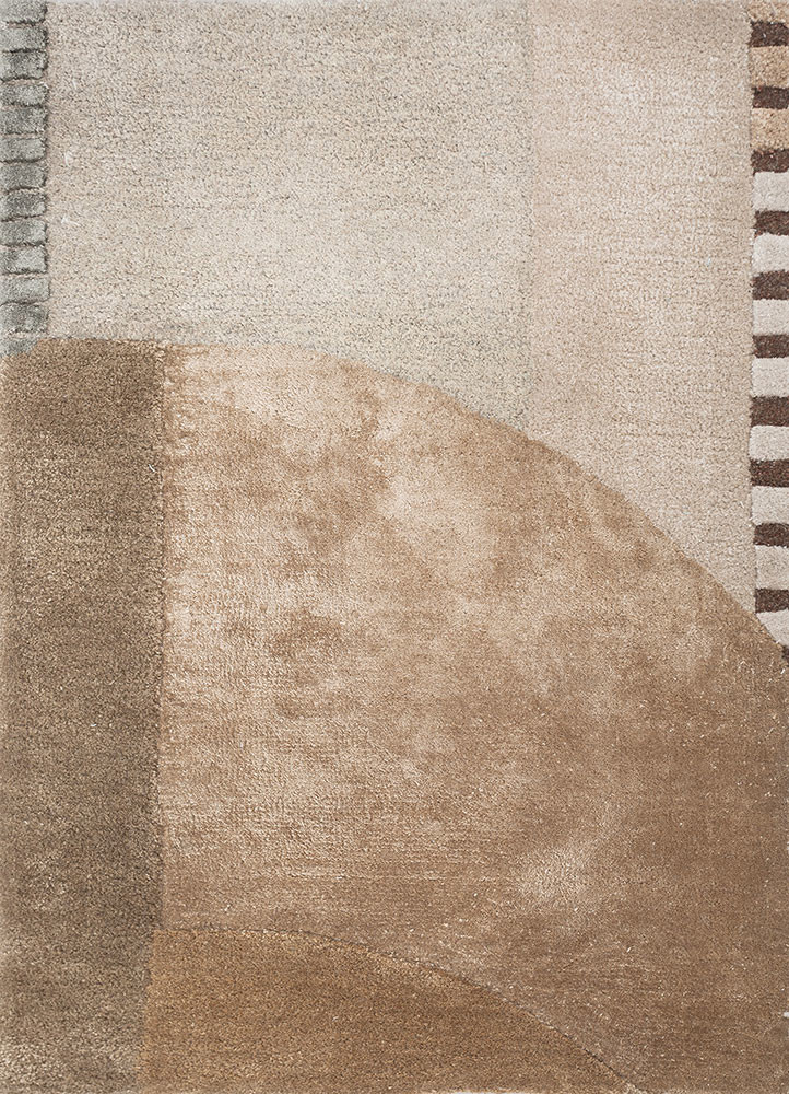  ivory wool and viscose Hand Tufted Rug