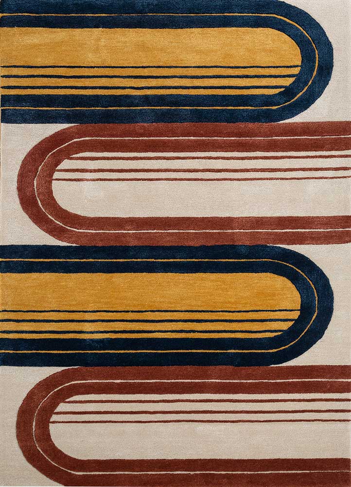 acar ivory wool and viscose Hand Tufted Rug - HeadShot