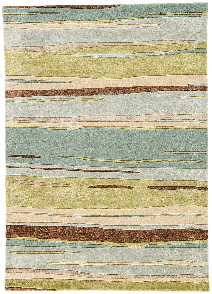 genesis green wool and viscose Hand Tufted Rug - HeadShot