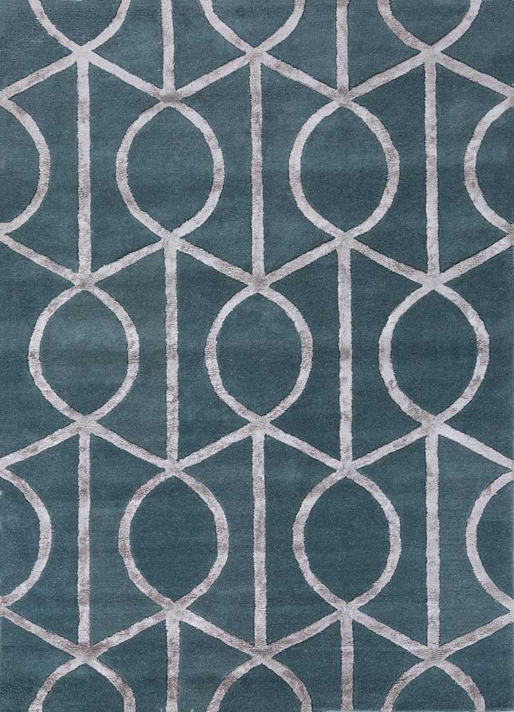 contour blue wool and viscose Hand Tufted Rug - HeadShot