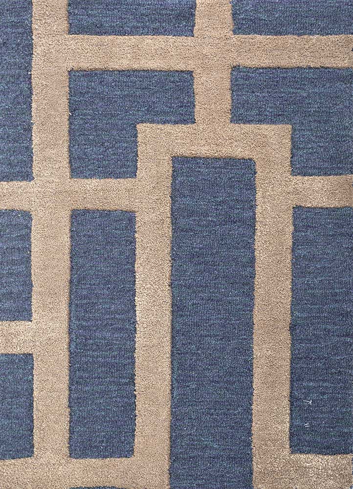 aprezo blue wool and viscose Hand Tufted Rug - HeadShot