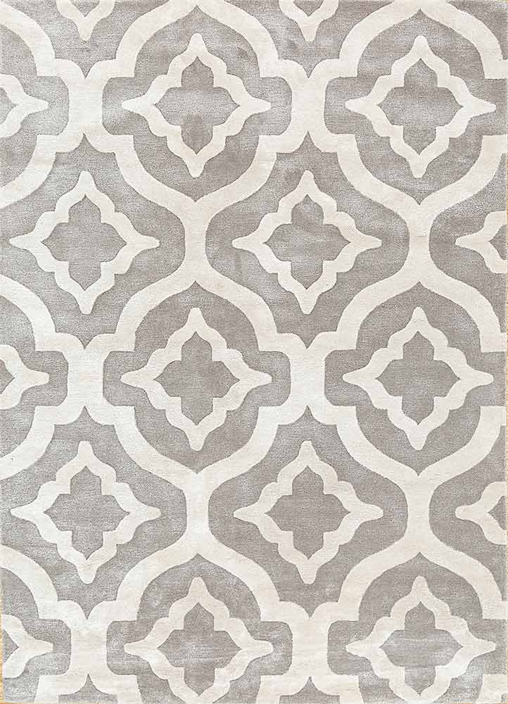 contour grey and black wool and viscose Hand Tufted Rug - HeadShot