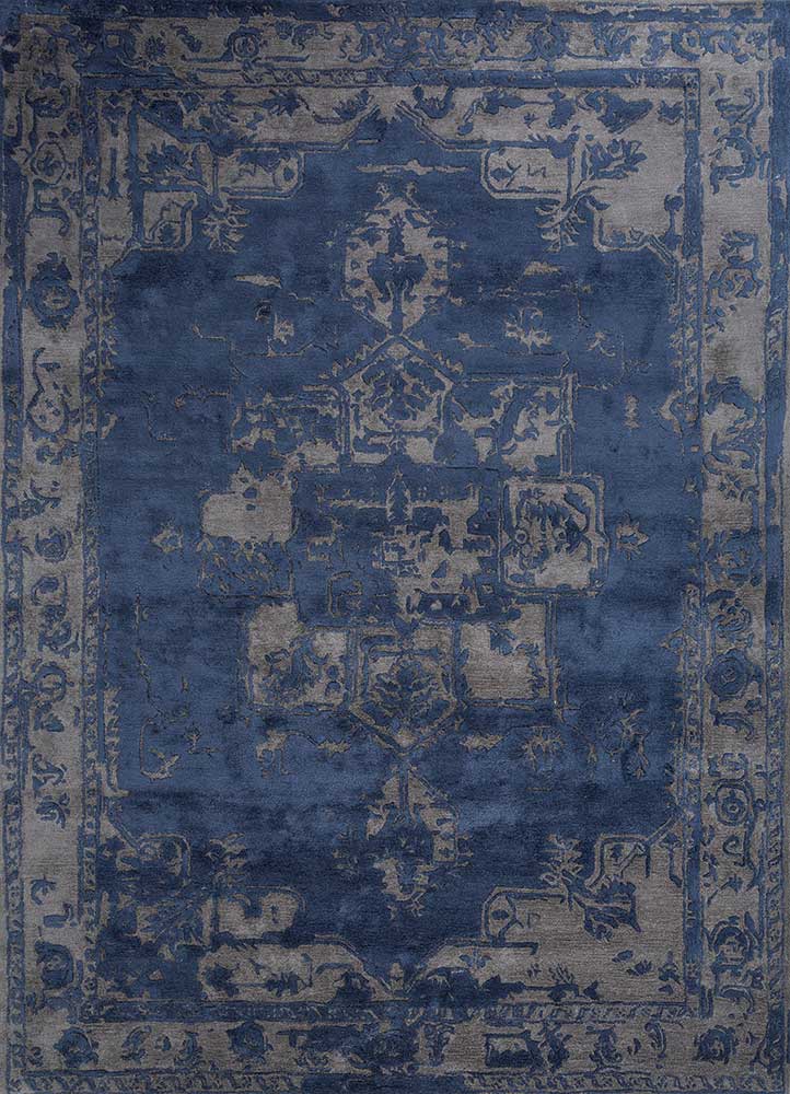 mythos blue wool and viscose Hand Tufted Rug - HeadShot