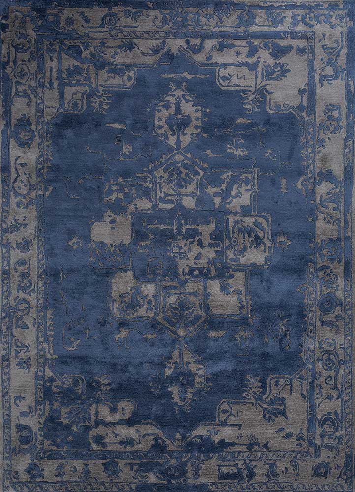 mythos blue wool and viscose Hand Tufted Rug - HeadShot