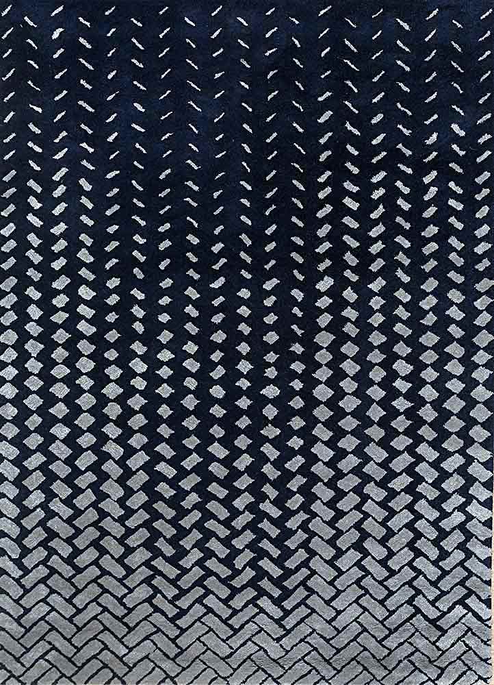 contour grey and black wool and viscose Hand Tufted Rug - HeadShot