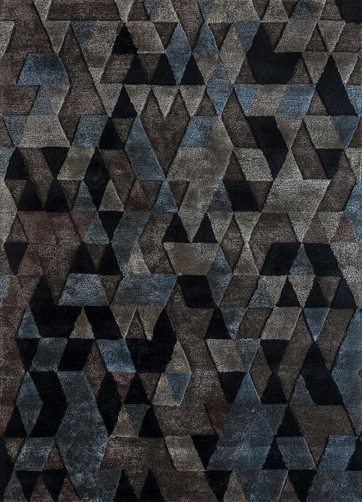 acar grey and black wool and viscose Hand Tufted Rug - HeadShot