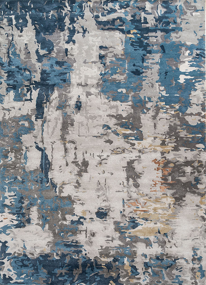 genesis grey and black wool and viscose Hand Tufted Rug - HeadShot