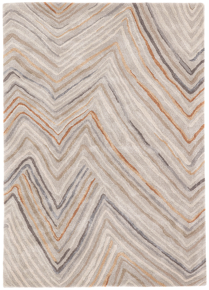 genesis beige and brown wool and viscose Hand Tufted Rug - HeadShot