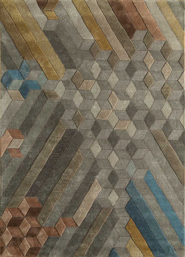 acar beige and brown wool and viscose Hand Tufted Rug - HeadShot
