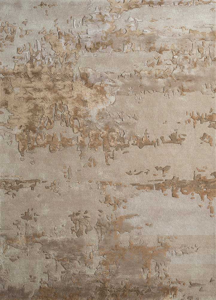  beige and brown wool and viscose Hand Tufted Rug