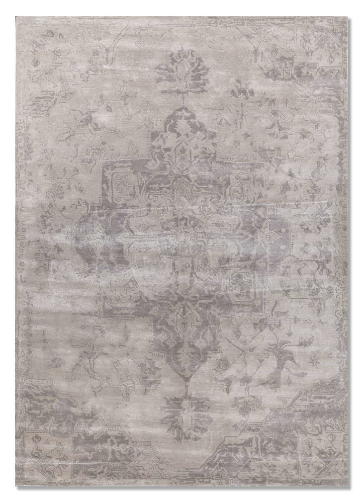  grey and black wool and viscose Hand Tufted Rug