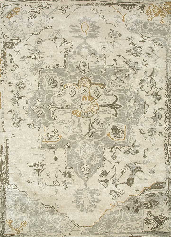 mythos ivory wool and viscose Hand Tufted Rug - HeadShot