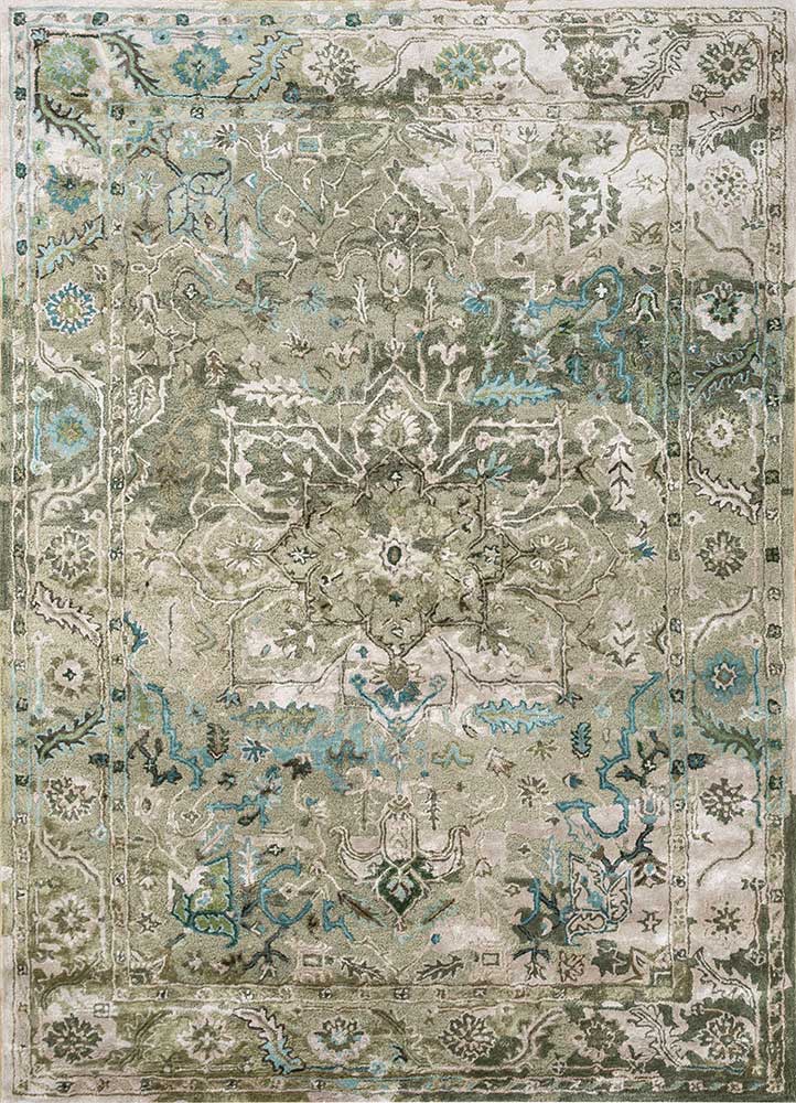  green wool and viscose Hand Tufted Rug