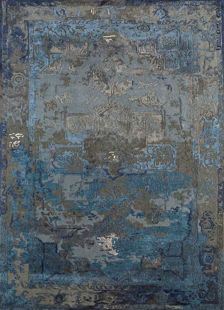 mythos blue wool and viscose Hand Tufted Rug - HeadShot