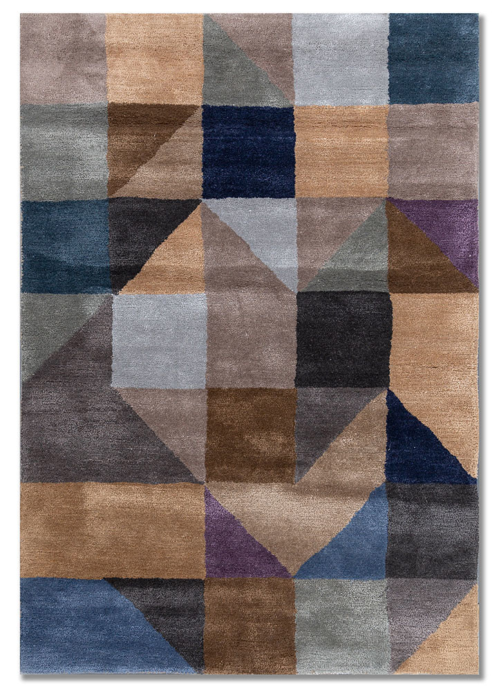  grey and black wool and viscose Hand Tufted Rug