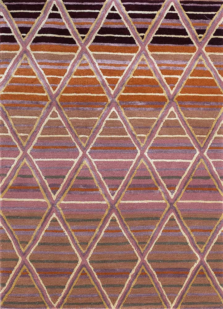acar red and orange wool and viscose Hand Tufted Rug - HeadShot