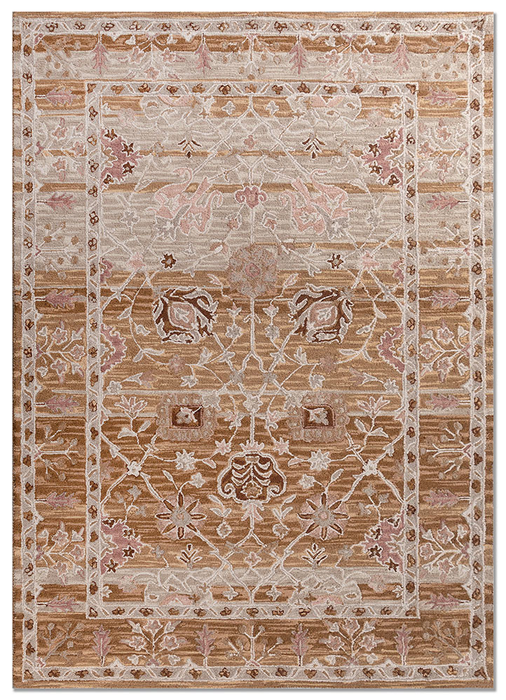  beige and brown wool Hand Tufted Rug