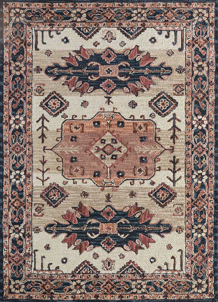 kasbah beige and brown wool Hand Tufted Rug - HeadShot