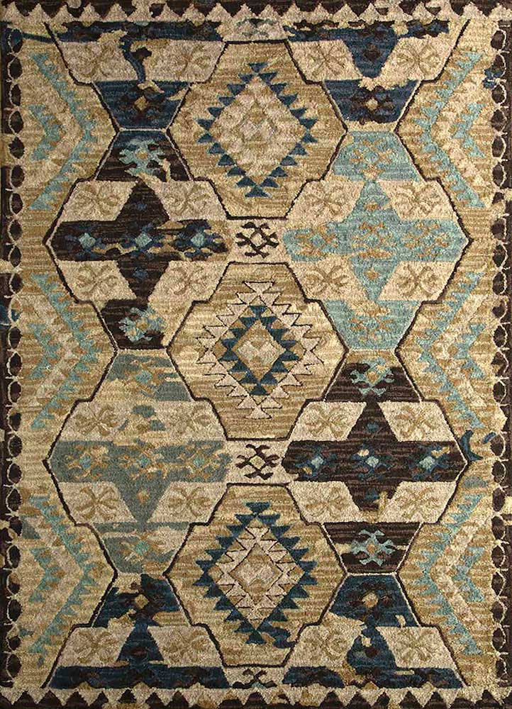 mythos beige and brown wool Hand Tufted Rug - HeadShot