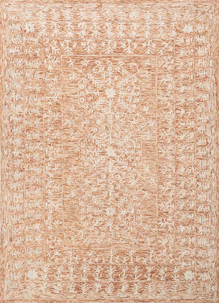 imara red and orange wool Hand Tufted Rug - HeadShot