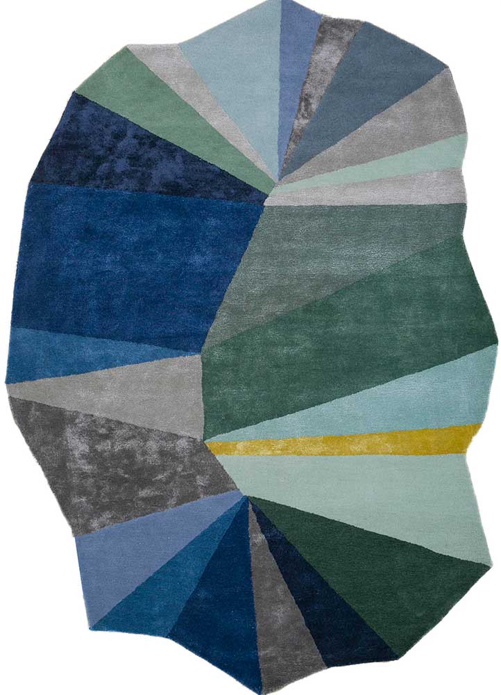  blue wool and viscose Hand Tufted Rug