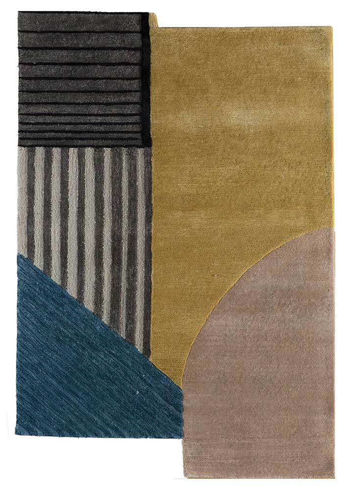  gold wool and viscose Hand Tufted Rug