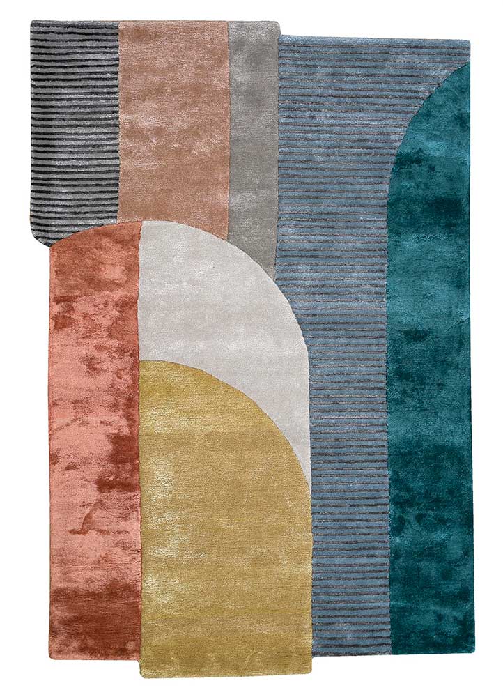  multi wool and viscose Hand Tufted Rug