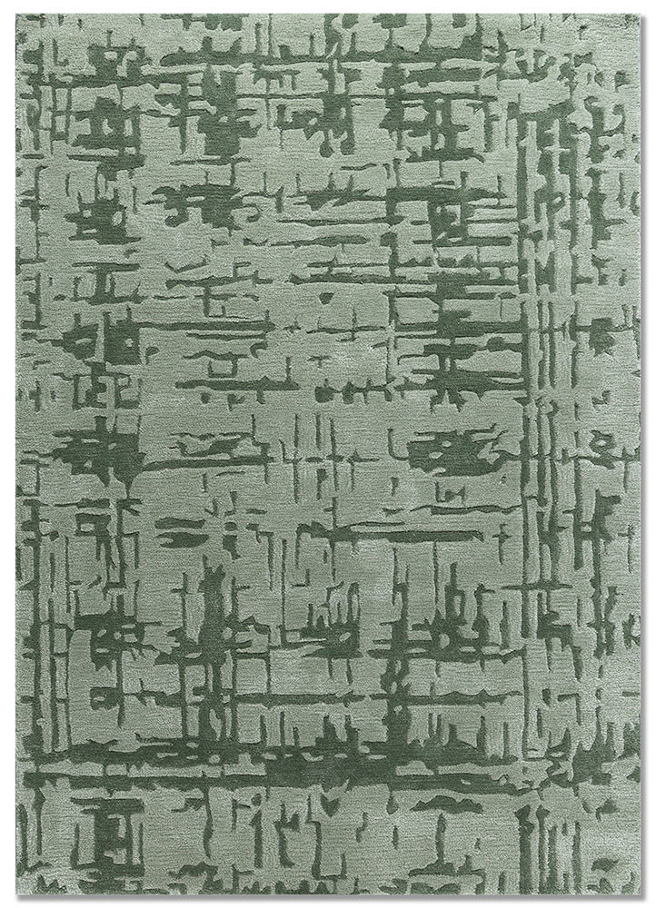  green wool and viscose Hand Tufted Rug