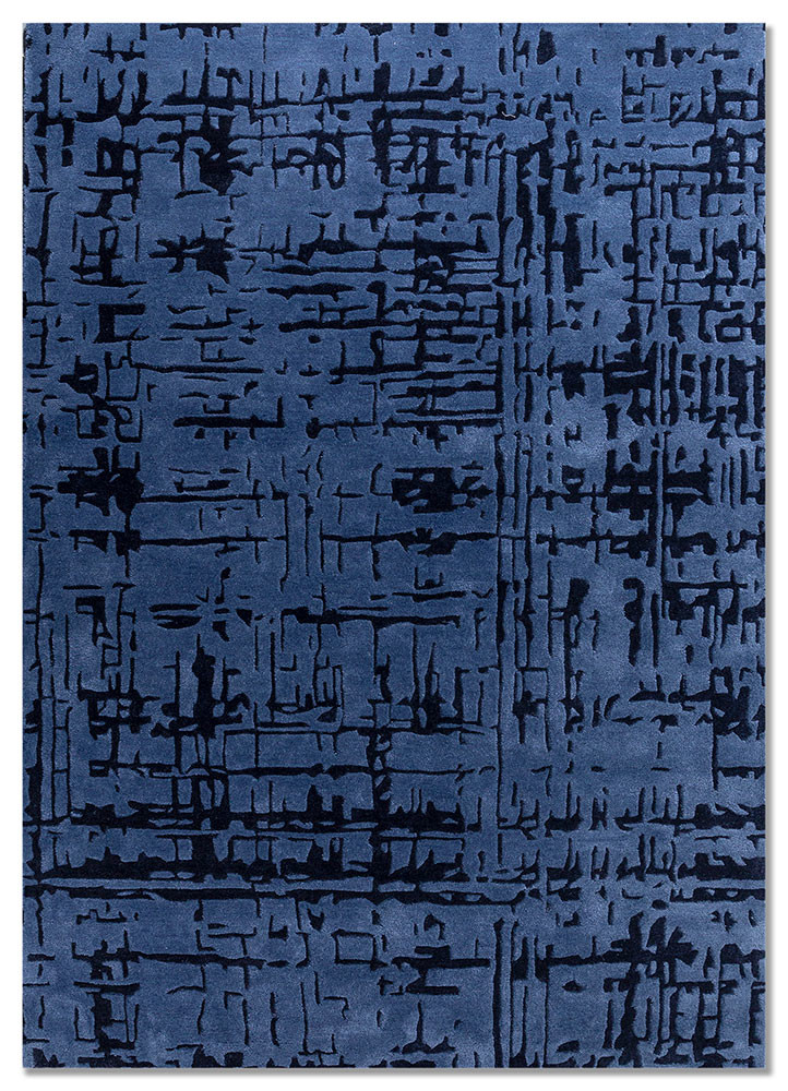  blue wool and viscose Hand Tufted Rug