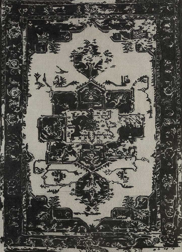 mythos grey and black wool and viscose Hand Tufted Rug - HeadShot