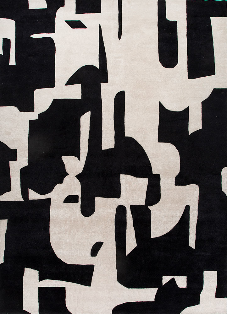  ivory wool and viscose Hand Tufted Rug
