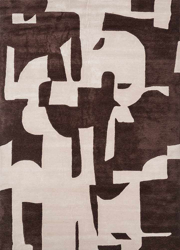  ivory wool and viscose Hand Tufted Rug