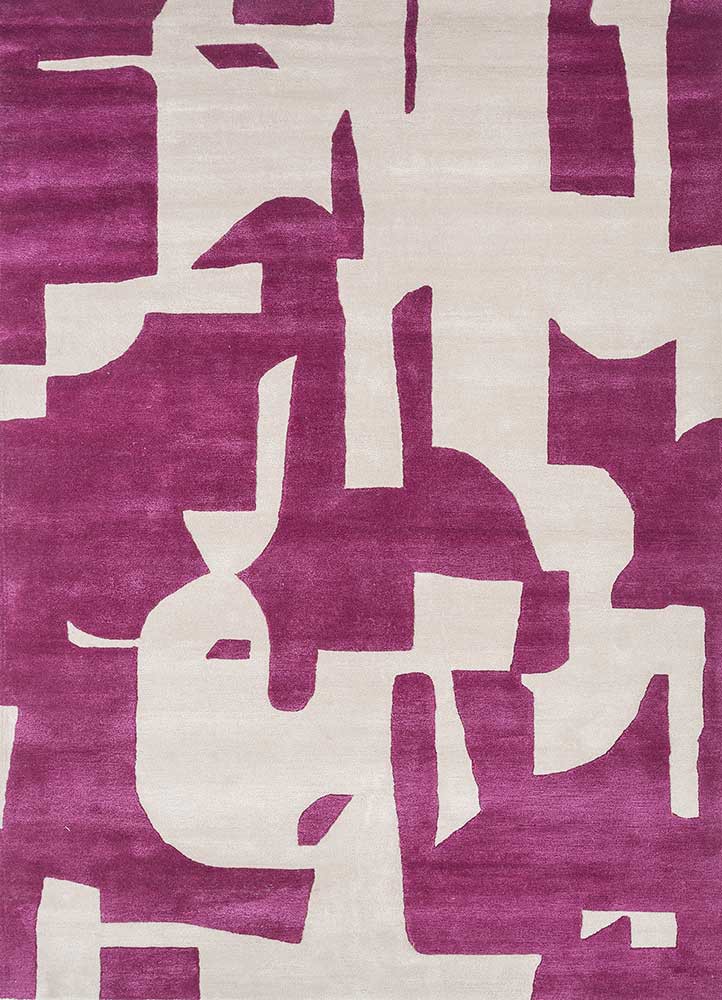  ivory wool and viscose Hand Tufted Rug