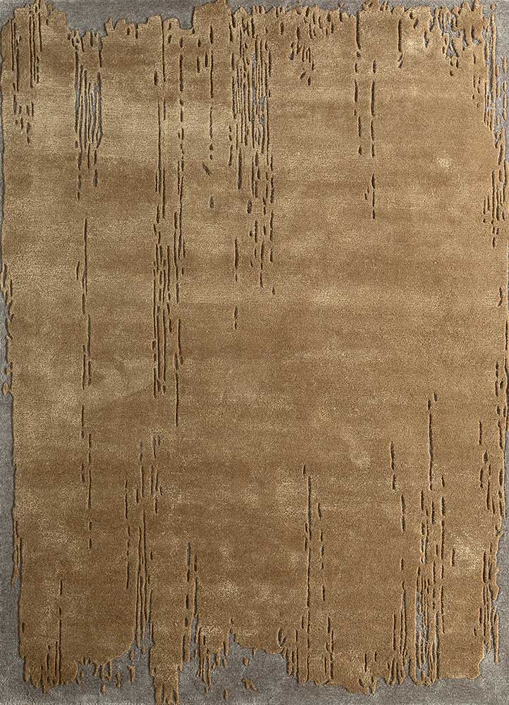 white noise gold wool and viscose Hand Tufted Rug - HeadShot