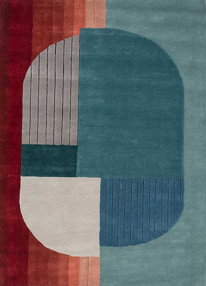  blue wool and viscose Hand Tufted Rug