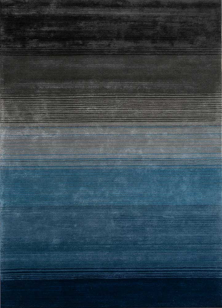  blue wool and viscose Hand Tufted Rug