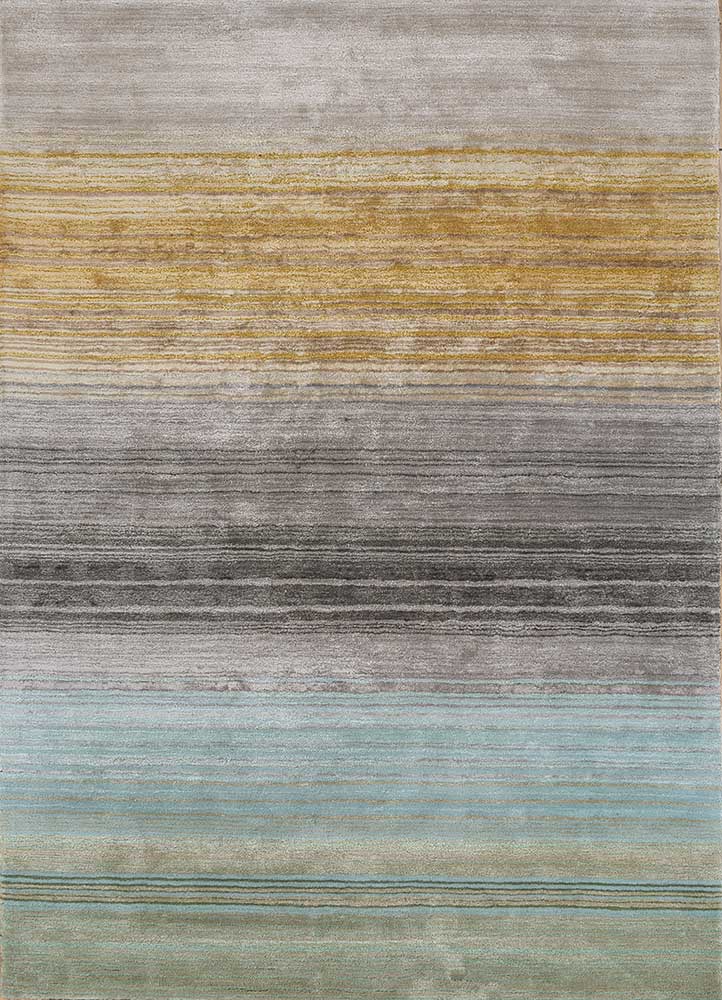 white noise grey and black wool and viscose Hand Tufted Rug - HeadShot