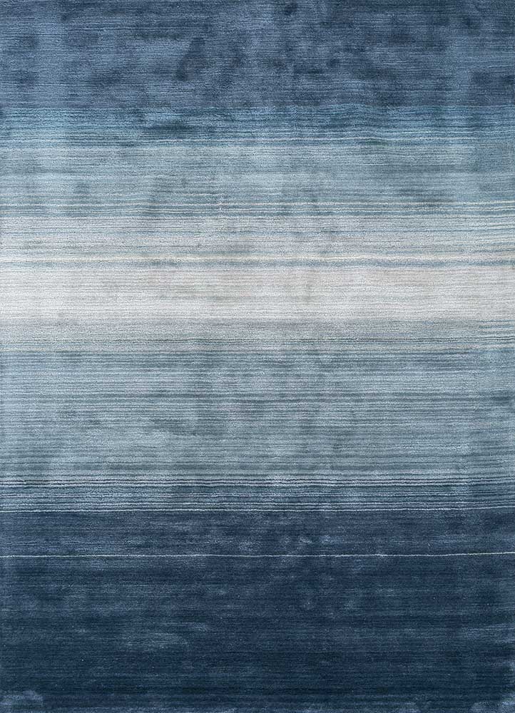  blue wool and viscose Hand Tufted Rug