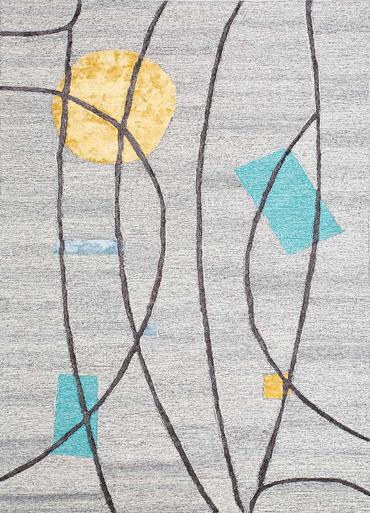 acar grey and black wool and viscose Hand Tufted Rug - HeadShot