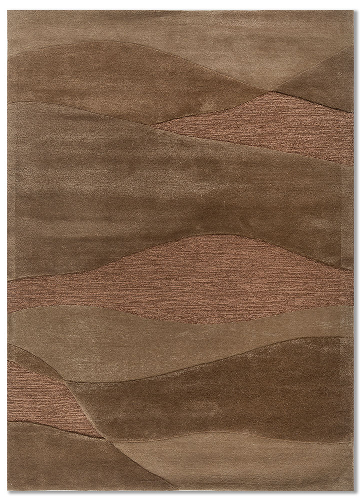 cera beige and brown wool and viscose Hand Tufted Rug - HeadShot
