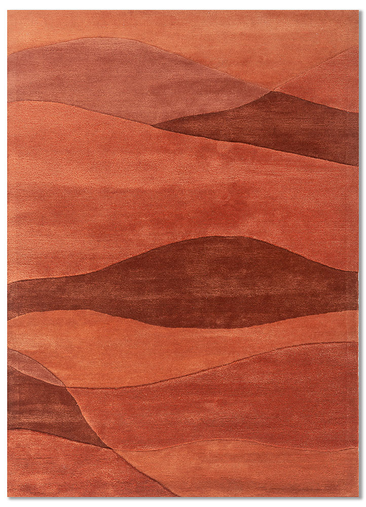 cera red and orange wool and viscose Hand Tufted Rug - HeadShot