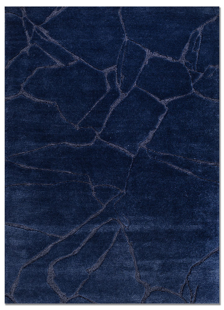  blue wool and viscose Hand Tufted Rug
