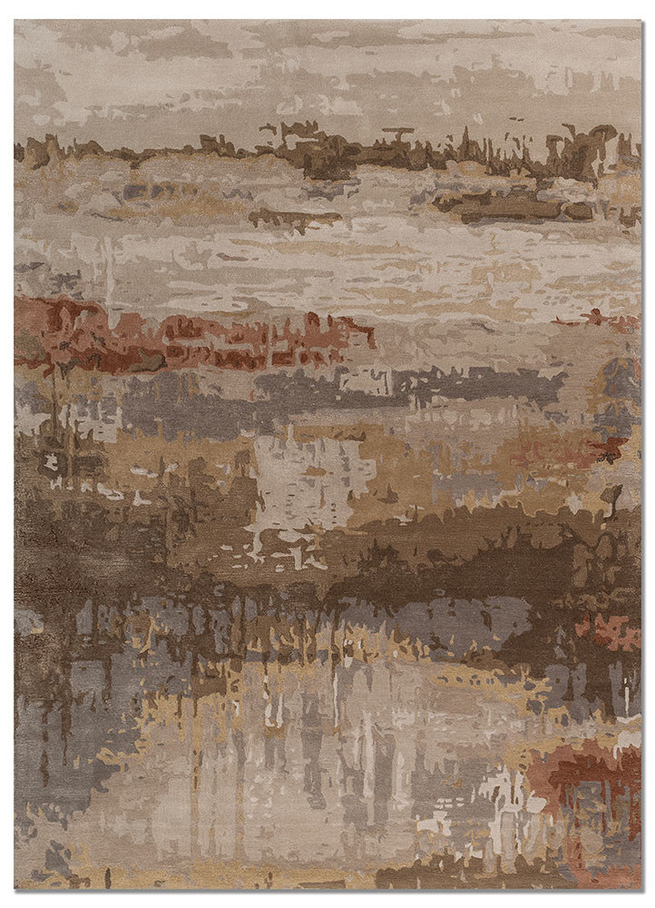  ivory wool and viscose Hand Tufted Rug