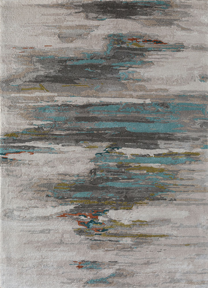 genesis grey and black wool and viscose Hand Tufted Rug - HeadShot